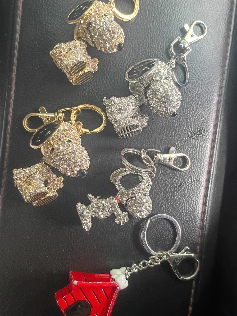 Crystal Dog Keychain Charm - Gold and Silver Options